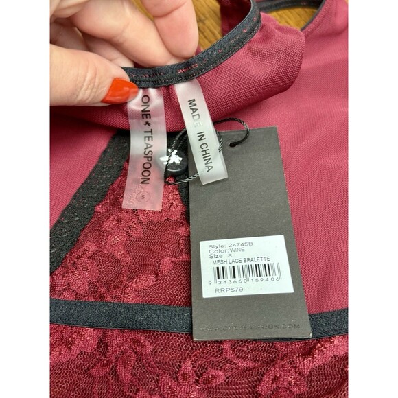 One Teaspoon Wine Red Mesh Lace Bralette Size Small NWT - Picture 8 of 8